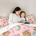 thumbnail image 5 of Feelyou Pink Christmas Cartoon Full Size Comforter Sets for Kids, Cute Gingerbread Man Bedding Comforter Set, Magic Xmas Socks Reversible Bedding Sets, Breathable Home Decor, 3pcs, 5 of 8
