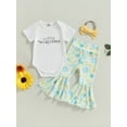 thumbnail image 2 of Coduop Newborn Baby Girls 3Pcs Outfit Set,Short Sleeve Romper and Pants 3 Piece Clothes Set, 2 of 9
