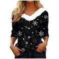 thumbnail image 2 of Craaazy Christmas Fall Sweaters Fuzzy V Neck Long Sleeve Shirts Xmas Graphic Casual Top Gifts For Women, 2 of 5