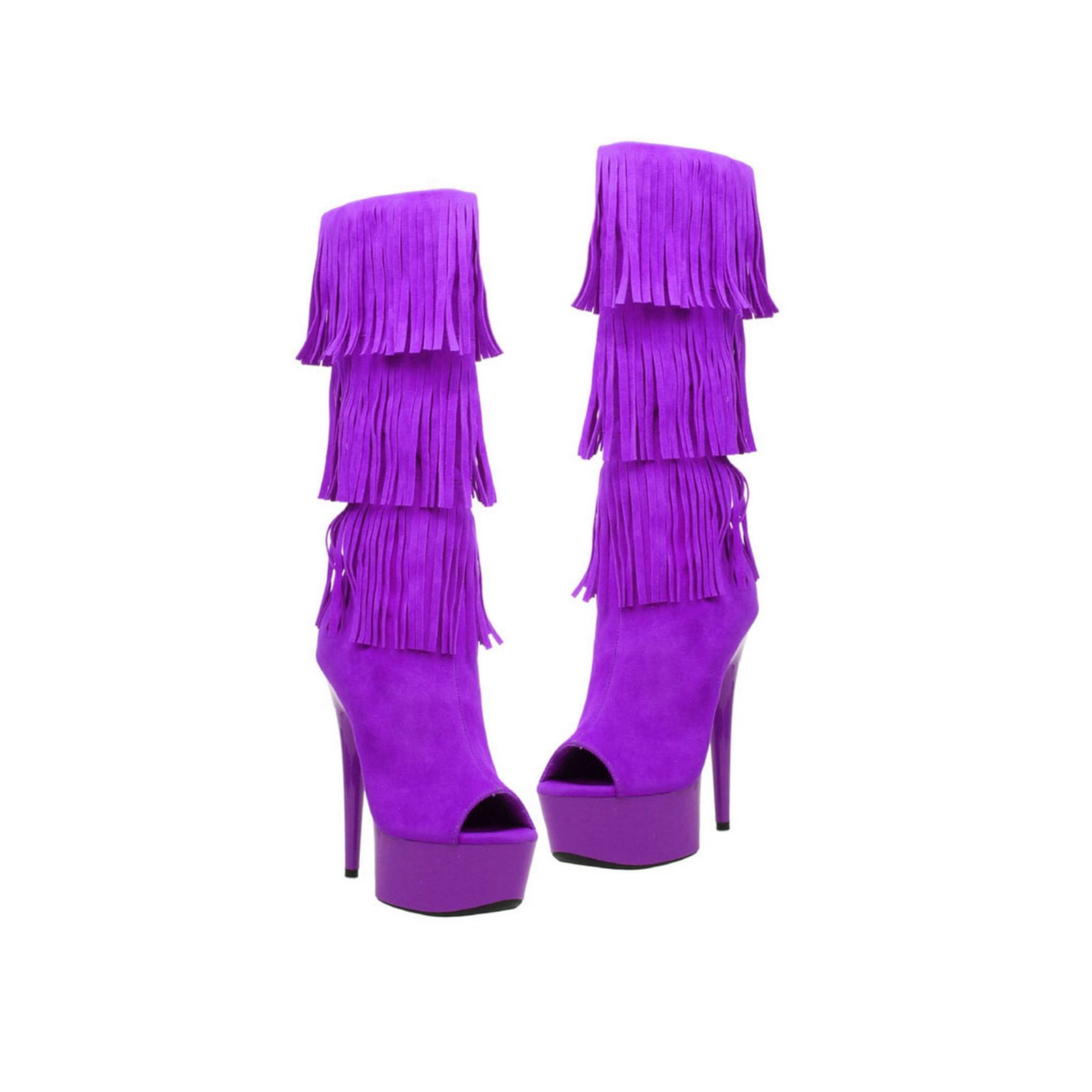 purple fringe boots