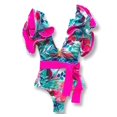 thumbnail image 1 of 2022 nuevo traje de baño Sexy de una pieza con estampado Floral y volantes, traje de baño con hombros descubiertos para mujer, ropa de playa sólida con escote en V profundo, traje de baño Monkini Tan Jianjun unisex, 1 of 2