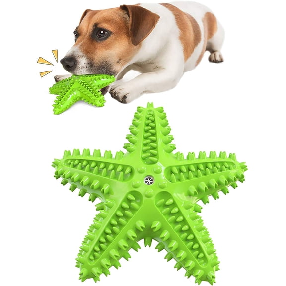 Dog Toys for Aggressive Chewers, Dog Teething Cleaning Toothbrush Toy, Durable Squeaky Interactive Starfish Puppy Toys for Small Medium Large Breed