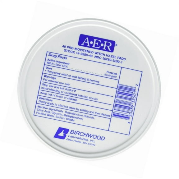 Birchwood A.E.R Witch Hazel Towelette Pads, 14-3250-40, 40 Count