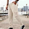 thumbnail image 2 of YABCSAZ Mens Corduroy Cargo Pants Straight Leg Multi Pocket Joggers Elastic Waist Drawstring Casual Work Trousers Loose Fit Cotton Blend Outdoor Streetwear Pants with Pockets, 2 of 10