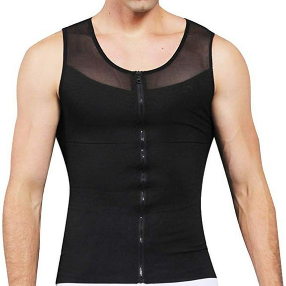 Mens Body Shaper With Zipper Slimming Shapewear Waist Chest Trainer Body Shaping Vest,Xl