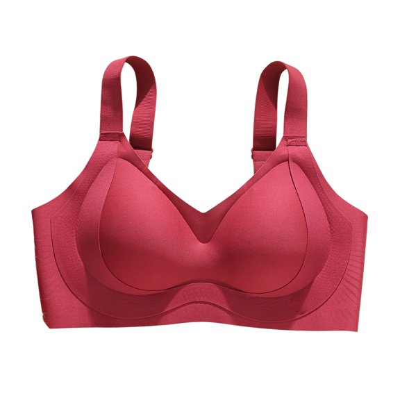 MVRLSH Jelly Sports Bras for Women Small Bust Shaping Wireless Anti Sag Support Smooth Seamless Underwear Bra Red - M