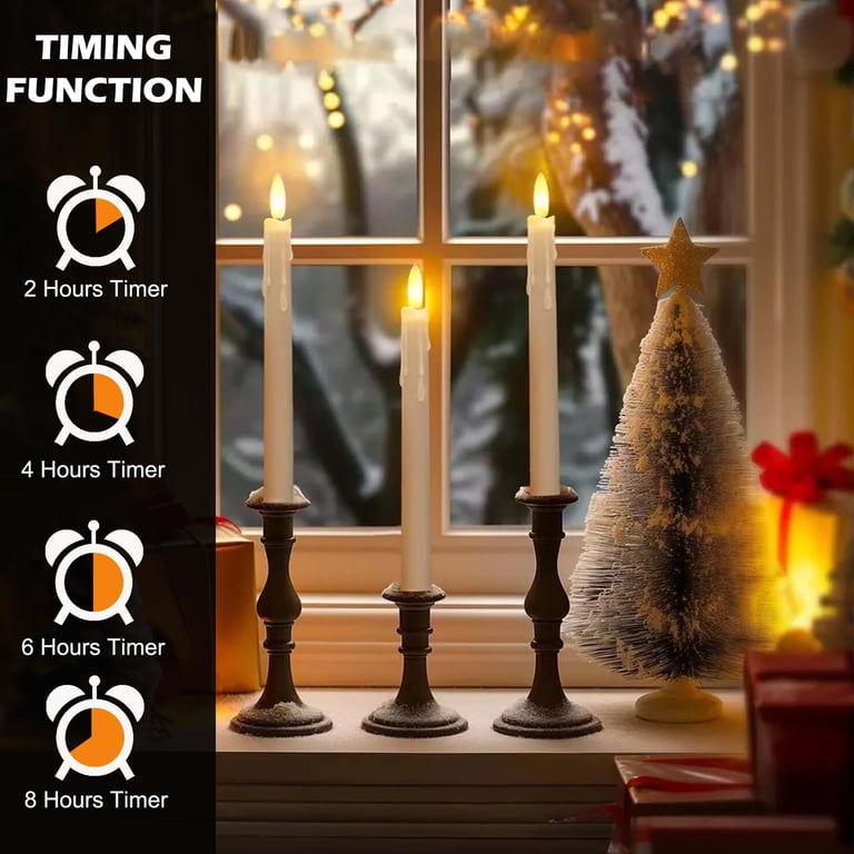 Hidawn 6-Pack Flameless Taper Candles, Ivory 10-Inch photo 5