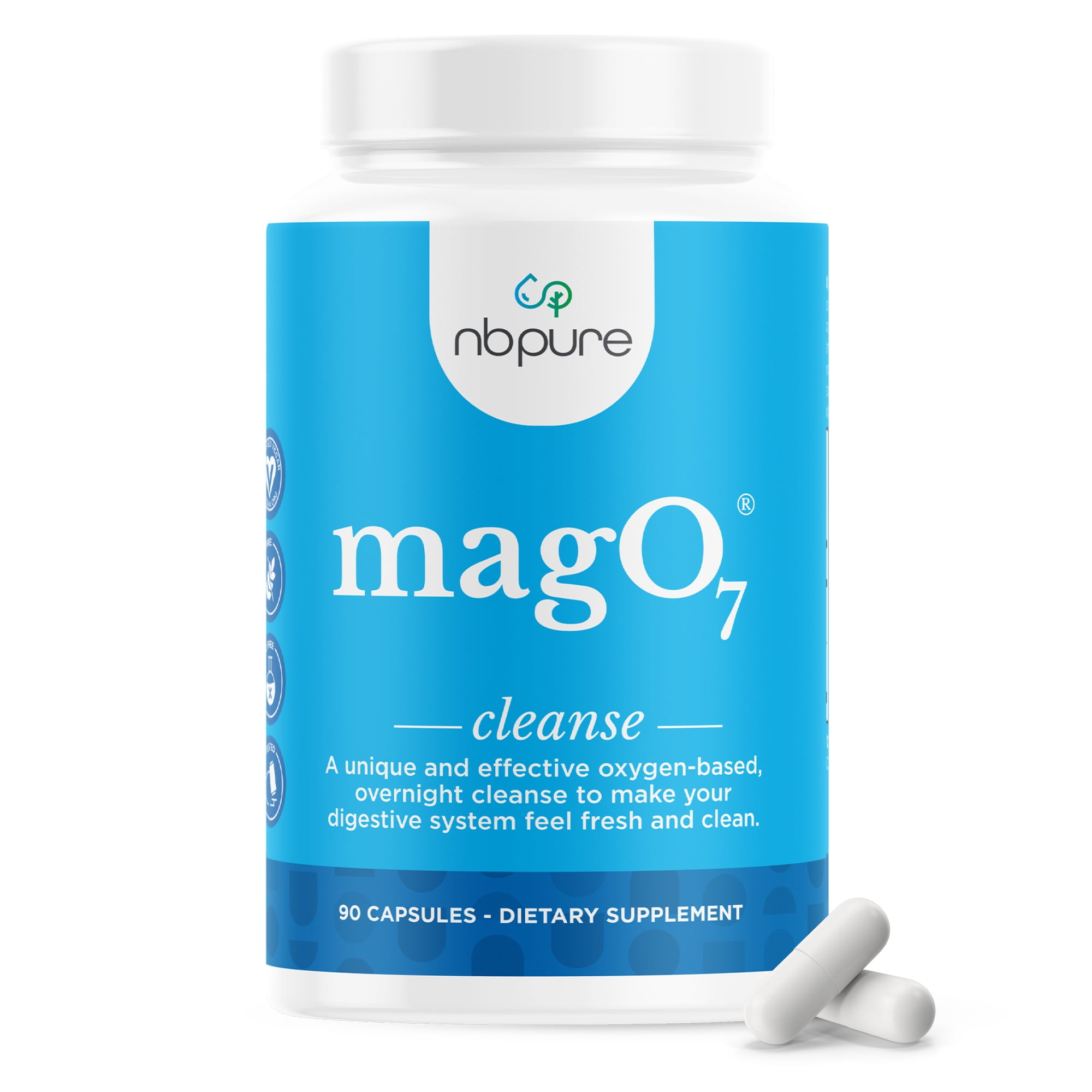 NBPure MagO7 Oxygenated Magnesium Colon Cleanse and Detox, 90 Capsules