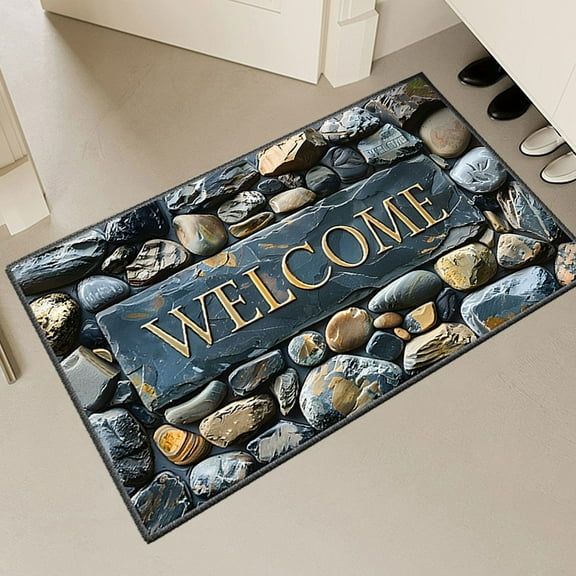 Elainilye Bathroom Rug, 24x36 Inch Memory Foam Entrance Non-Slip Mat - Illusion Pattern Water Absorbent Doormat for Tub Shower Area, Xl