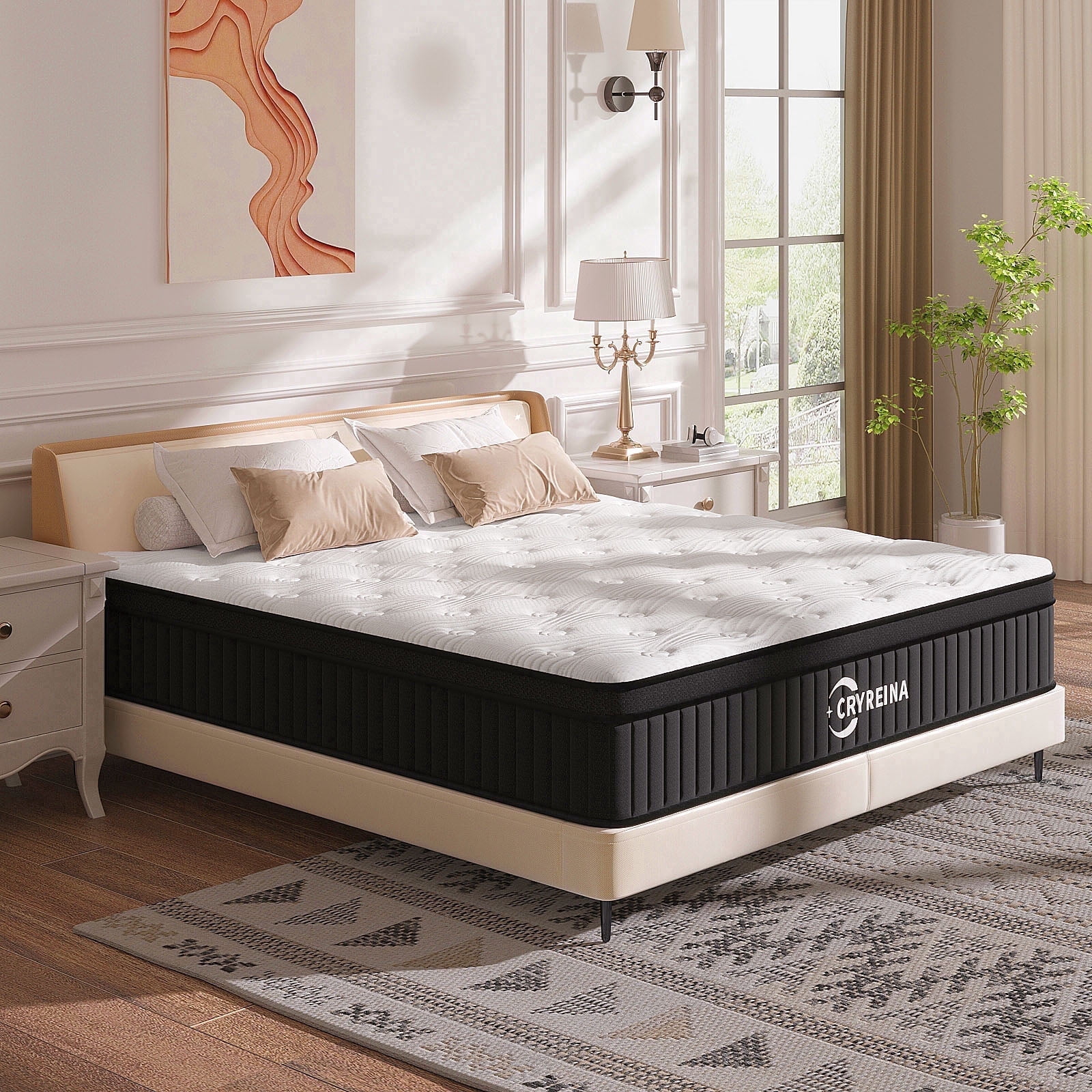 CRYREINA Full Size Mattress 12 inch, Memory Foam Hybrid Mattress in a Box, Pocket Springs, Medium Firm, Breathable