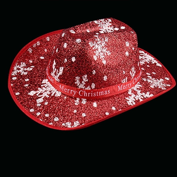 VONCOS Red Shimmering Sequined Female Western Cowboy Hat: A Must-Have for Party, Stage Performance and Festival Looks