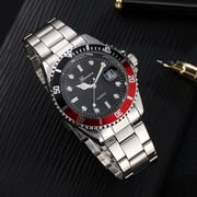 Fsqjgq Watches for Men Classic Stainless Steel Date Sport Quartz Analog Wrist Watch Mens Dress Watches Red