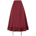 thumbnail image 5 of Women's Gothic Maxi Skirts Renaissance Steampunk Drawstring Ruffle High-Low Darkness Skirts Wine L, 5 of 8