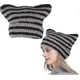 thumbnail image 1 of Women's Knit Beanie Hat Winter Cat Ears Hats Warm Elastic Cap Soft Slouchy Striped Knitted Hat(Black Gray), 1 of 5