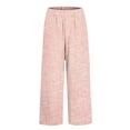 thumbnail image 6 of Striped Linen Pants Women Summer Elastic Waist Straight Leg Cropped Pants Casual Boho Beach Trousers, M, 6 of 6