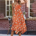 thumbnail image 4 of Uaswgudfs ​Sleeveless Relaxed Fit Casual Dress with Floral Accents & Asymmetric Hem - Summer Sundress for Women 2025 Orange XL, 4 of 5