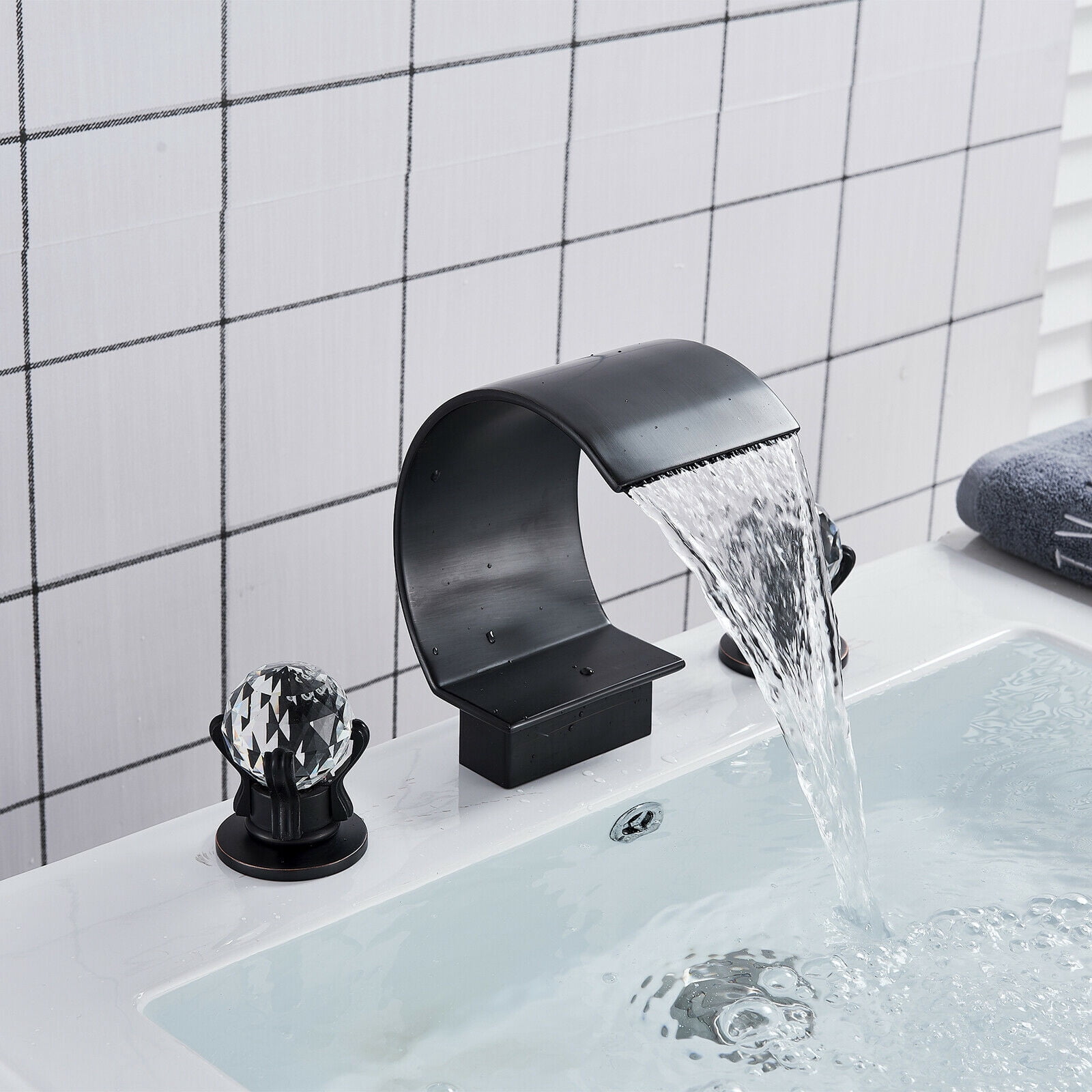 Senlesen Brass Orb Waterfall Bathroom Faucet