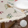 thumbnail image 3 of Easter Round Tablecloth, Fitted Table Cover with Elastic for 55"-60" Round Tables, Country Rabbits Colorful Eggs Leaves Flowers Table Cloth Outdoor Indoor Dinning Party Waterproof Tablecloths, 3 of 7