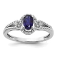 thumbnail image 4 of 925 Sterling Silver Rhodium-Plated Created Sapphire and Diamond Ring Size 5, 4 of 6