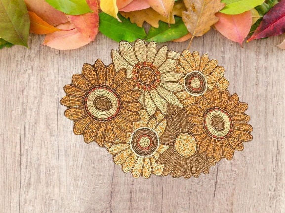 Set of 13 Pieces, Sunflower Table Runner And Placemat Set, Beaded Table Runner And Tablemat Set, Wedding Table Decoration