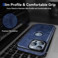 thumbnail image 4 of Htwon Phone Case for iPhone 13 Pro Max/13 Pro/13 PU Leather Shockproof Protective Cover, Blue, 4 of 11