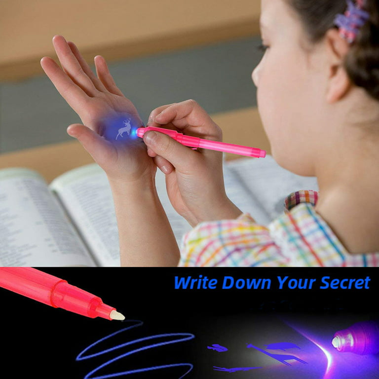 Atopoler 4Pack Invisible Ink Pen with UV Black Light Secret Spy Pens Magic  Disappearing Ink Markers Classroom Supplies Kids Party Favors Valentines