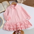 thumbnail image 4 of hengsof Girls Uniform Shirt Dress Long Sleeve Button Ruffle Hem Dress 1-10 Years, 4 of 7