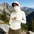 thumbnail image 2 of CYYOLLPF sun protection clothing women upf hoodie women Sun Protection Hoodie hiking sun protection beach jacket for women uv protection shirts for women workout jackets for woman Beige L, 2 of 4