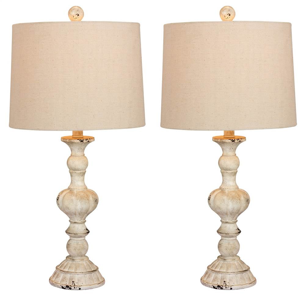 26.5 in. Table Lamp in Cottage White Set of 2