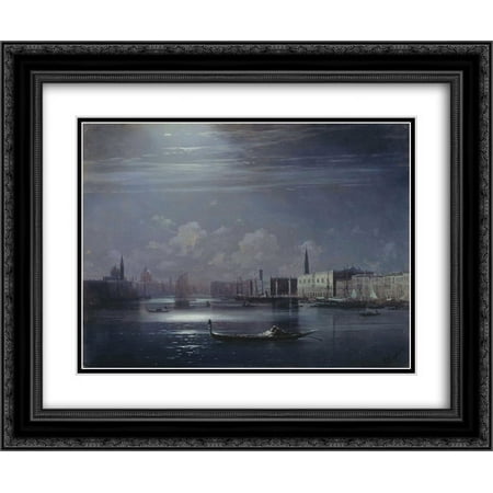 Ivan Aivazovsky 2x Matted 24x20 Black Ornate Framed Art Print 'Night landscape. Venice'
