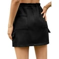 thumbnail image 5 of HUBERY Women Drawstring High Waisted Pocket Solid Color Denim Skirt, 5 of 5