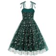 thumbnail image 6 of WFJCJPAF 2025 New Halloween Halloween Dresses for Women Plus Size,Women's Summer Halloween Bow Camisole Mesh Yarn Embroidery Retro Style Full Dress - Green M, 6 of 9