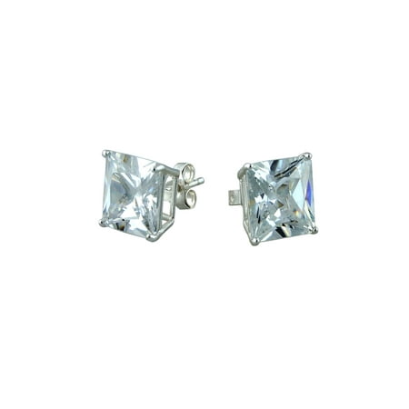 Iparis 10mm Cz Sterling Silver Square Stud Earrings 10mm Cz Sterling Silver Square Stud Earrings