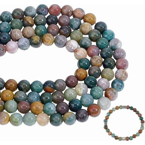 240pcs Natural Indian Agate Beads 6mm Gemstone Beads Round Loose Beads Smooth Gemstones Spacer Beads
