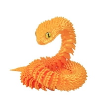 Taosunzt 3D Printed Animals Articulated Simulated Snake Stress Relief Toys Realistic Flexible Snake Fidget Toy Tabletop Ornament for Kids Adults Golden 30cm