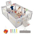 thumbnail image 1 of Gymax 81'' x 57'' Extra Large Playpen for Babies & Toddlers w/Basketball Hoop  Gray, 1 of 9