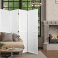 thumbnail image 3 of MAYEERTY 4 Panel Freestanding Room Divider, 5.6Ft Wooden Privacy Screen with Shelves, White, 3 of 9
