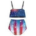 thumbnail image 4 of ZQUUVOU Womens High Waisted Bikini Sets Drawstring Tummy Control Swimsuits Crisscross Tie Back Swimsuit Set (D-Multicolor,XL), 4 of 5