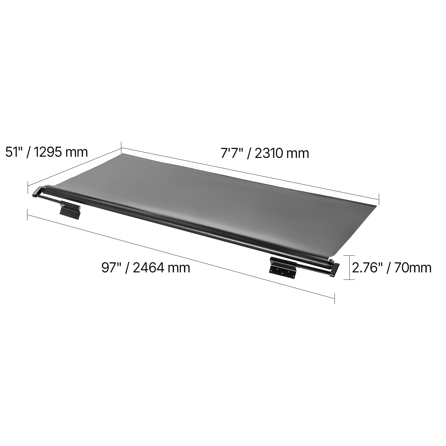 KFFKFF RV Canopy Cloth Substitute, 7" to 7', Resilient Weather-Resistant Slide Cover Awning inclusive of Bracket, Robust Slide Cover Awning crafted from Stainless Steel, Suitable for RV (Black)