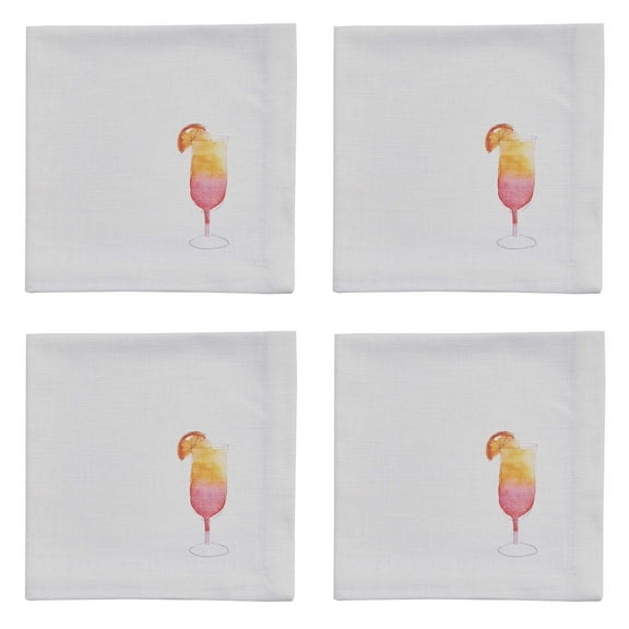 Split P White Tropical Sunrise Drink Napkin Set of 4