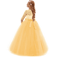 thumbnail image 3 of FYMNSI Girls Dresses Toddler Kids Lace 3/4 Sleeves Floral Princess Dress Wedding Party Formal Evening Long Gown 3-4 Years Yellow, 3 of 6