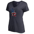 thumbnail image 2 of Women's Clayton Kershaw Navy Los Angeles Dodgers Banner Wave Name & Number V-Neck T-Shirt, 2 of 3
