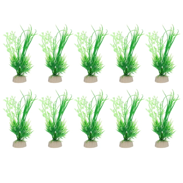 10uds Peces Tanque Acuario Decoraciones Plantas, Blanco Verde 5.12"