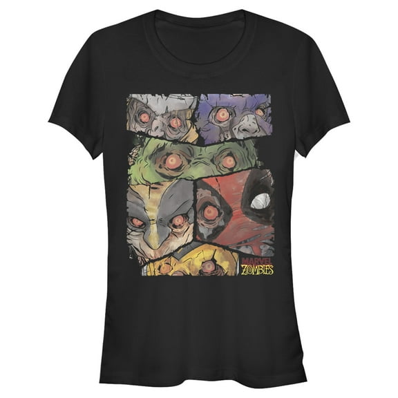 Junior's Marvel Zombies Hero Faces Graphic Tee Black Small