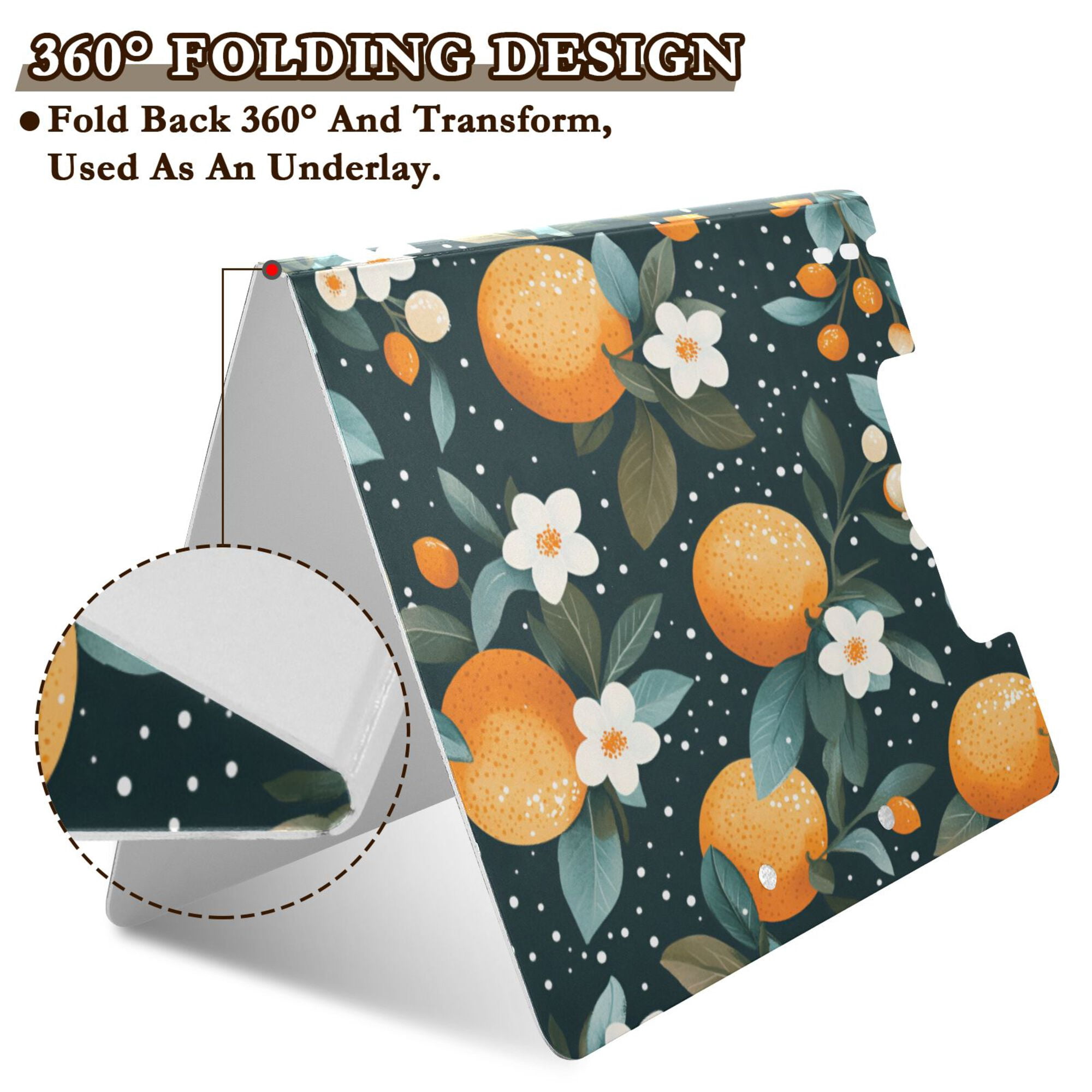 FORMRS A4 Clipboard Folder with Pen Holder Horizontal Foldable School Office Binder, Green Oranges