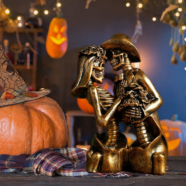 Decoraciones navideñas Fiudx para interiores escena romántica con flores y calaveras góticas retro