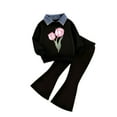thumbnail image 4 of Ccpelsie Baby Girl Clothes Fall Winter Toddler Outfits for Girls Shirt Tops Flare Pants Girls Clothing Sets(A,3-4 Years), 4 of 4