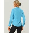 thumbnail image 4 of Blusa de estrellas con lunares brillantes dorados de manga larga metálica vintage para mujer Azul Claro XS, 4 of 6