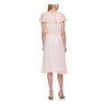 thumbnail image 2 of TOMMY HILFIGER Womens Pink Zippered Sheer Capelet Self Tie Waist Ruffled Polka Dot Flutter Sleeve V Neck Below The Knee Fit + Flare Dress 8, 2 of 4