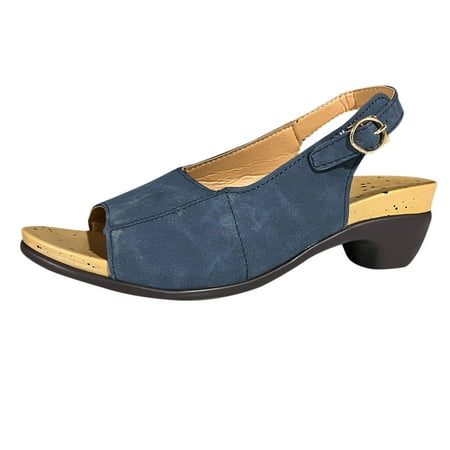 

Women Summer Square Heels Open Toe Breathable Sandals Fashion Shoes